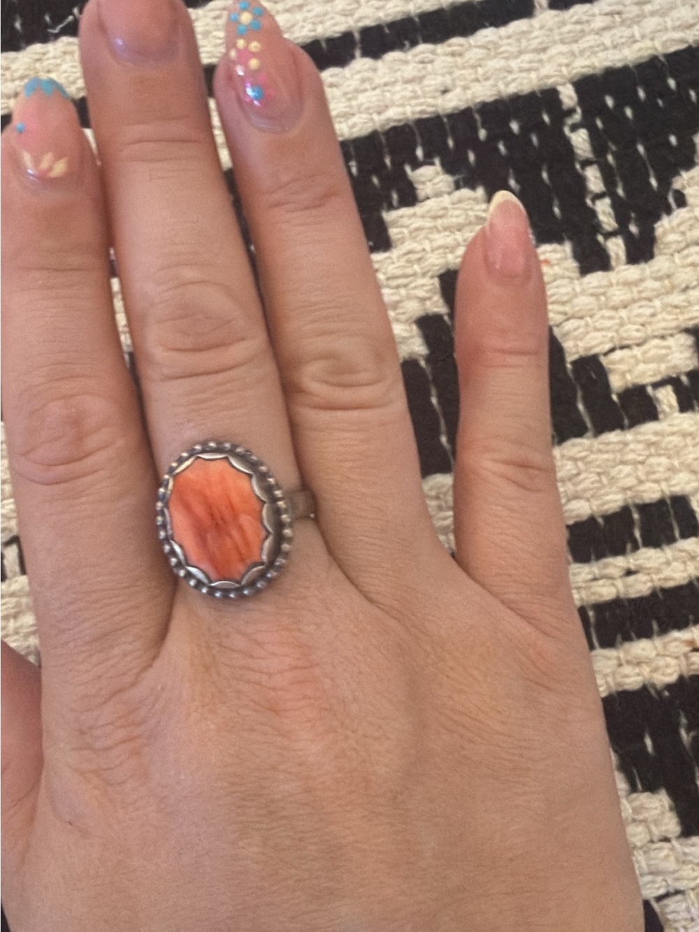 Orange Stone Sterling Silver Statement Ring